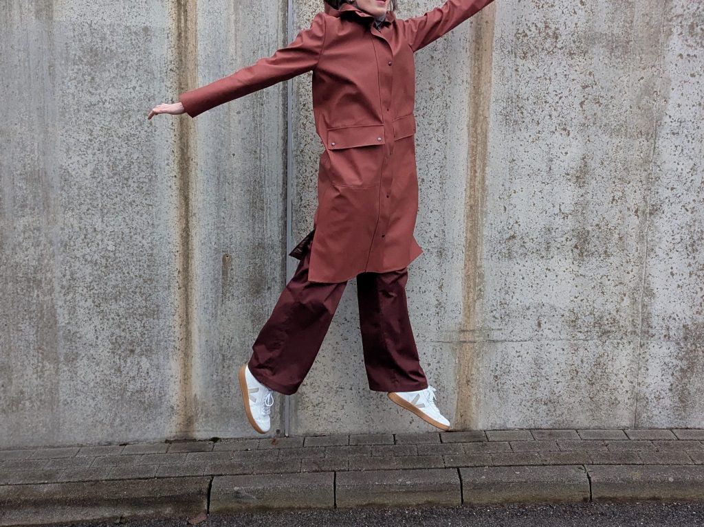 sienaehtschonwieder Jacke Regenjacke Regenmantel terracotta Jacques I am pattern